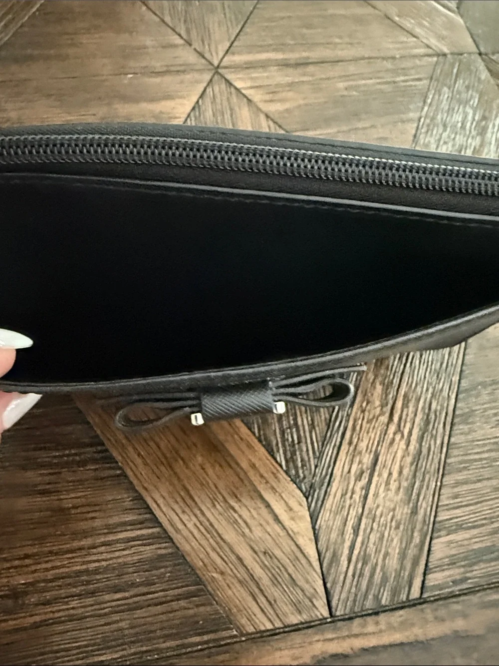 Coach Darcy Bow Wristlet Clutch Black Saffiano Leather Silver Hardware